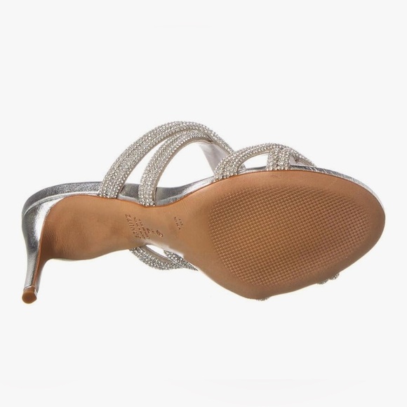 Schutz Jocelyn Mule Leather Glitter Silver Sandal size 7 NEW - Picture 4 of 10